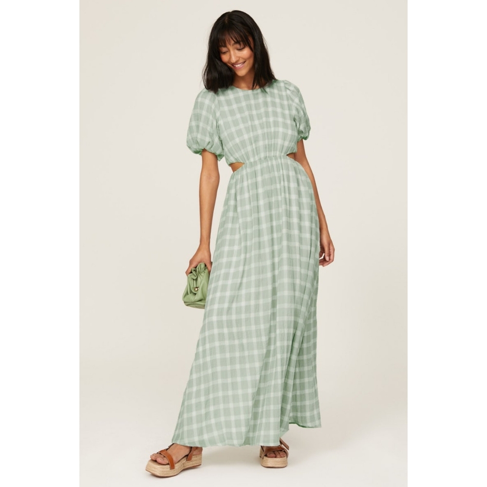 Show Me Your Mumu Eloise Plaid Puff Sleeve Festival Maxi Dress XS